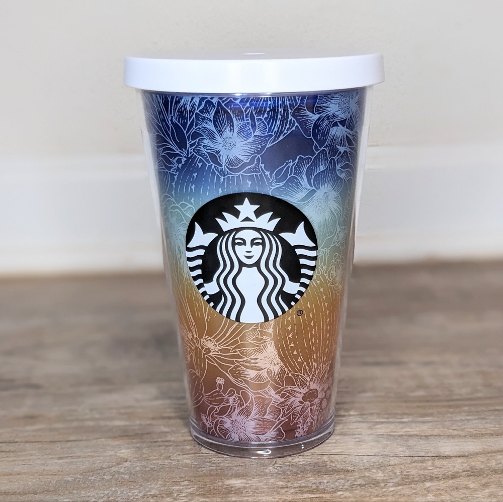 Starbucks Rainbow Dessert Ombre Floral Cup 16 oz Cactus Flower Tumbler S…